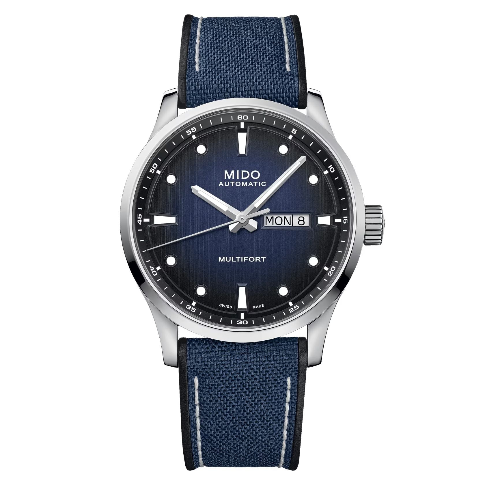 Orologio Uomo Mido Automatico Multifort Acciaio Doppia Data Blu M0384301704100